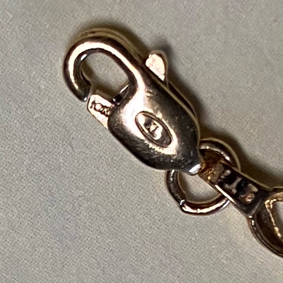 Beautiful Solid 10K Yellow Gold Blue Lab Sapphires/2 Diamonds Tennis Bracelet. - Picture 10 of 14